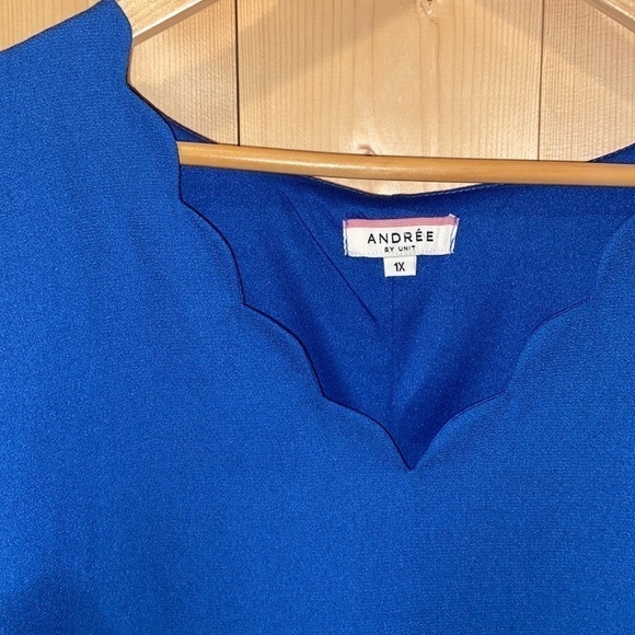 Andree by Unit Blue Dress Scalloped Neck Sheath Dress Size 1x - Picture 2 of 8